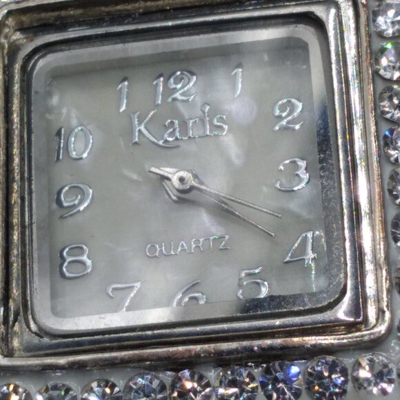 Pink Glass Beads Stretch Watch With Pink & Clear Rhinestones - Picture 5 of 7